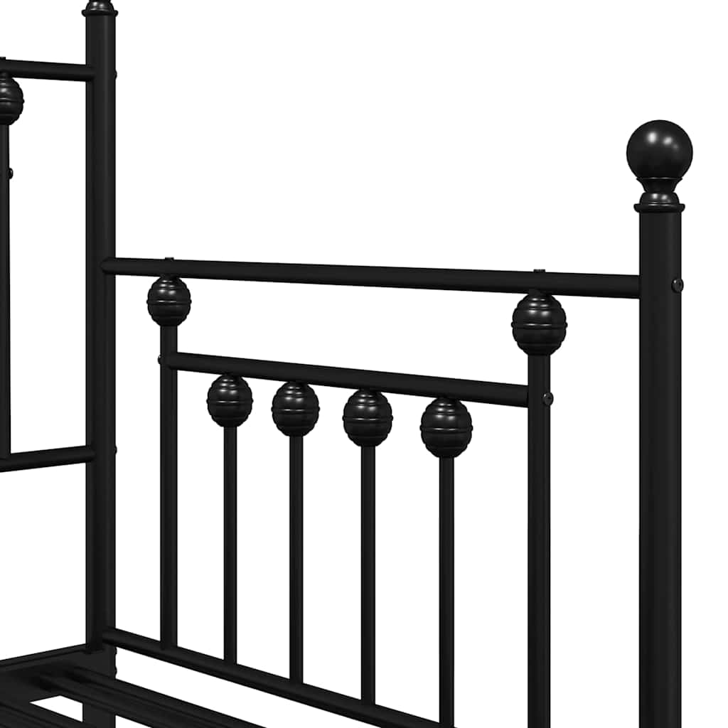 vidaXL Rama łóżka dziennego Czarny 75 x 190 cm Stal