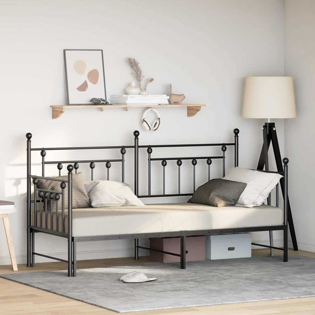 vidaXL Rama łóżka dziennego Czarny 75 x 190 cm Stal