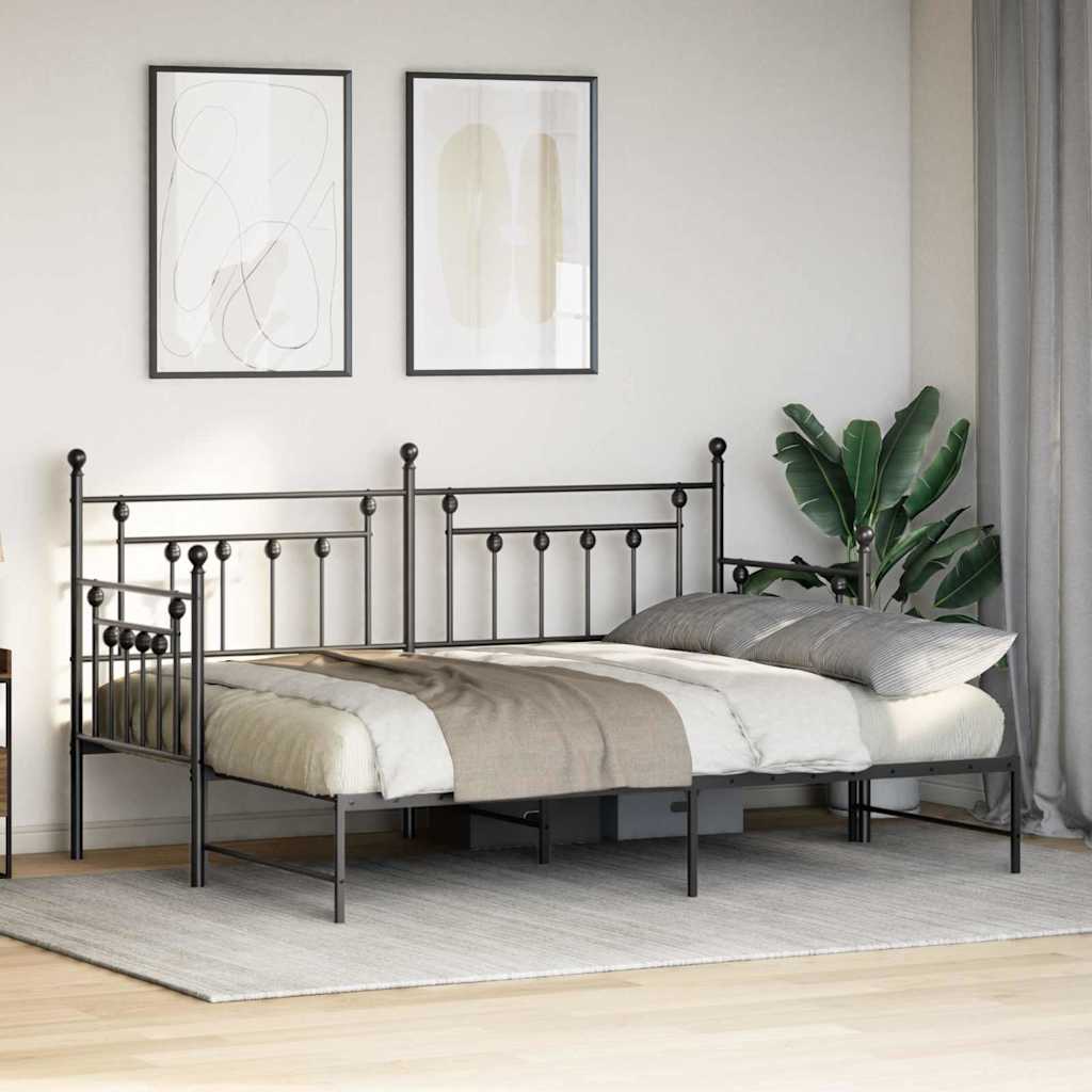 vidaXL Rama łóżka dziennego Czarny 75 x 190 cm Stal