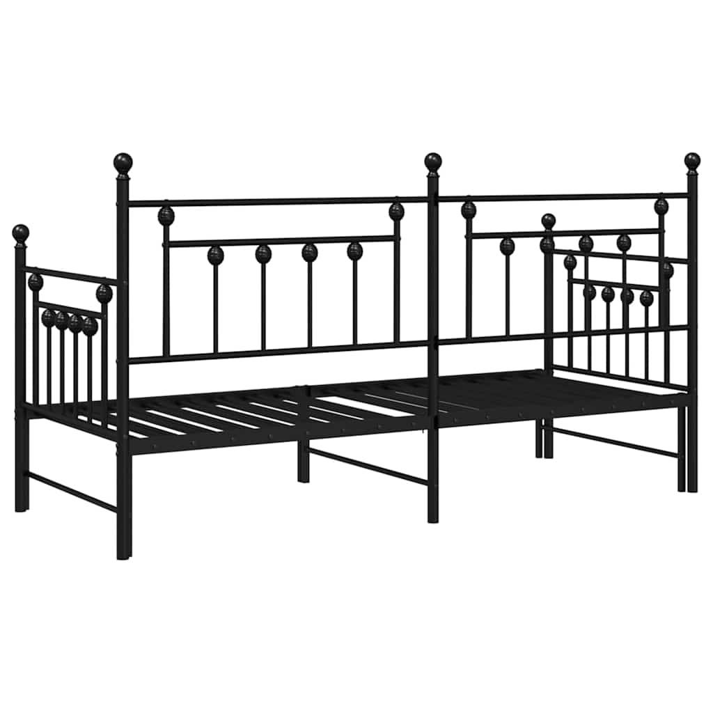 vidaXL Rama łóżka dziennego Czarny 75 x 190 cm Stal