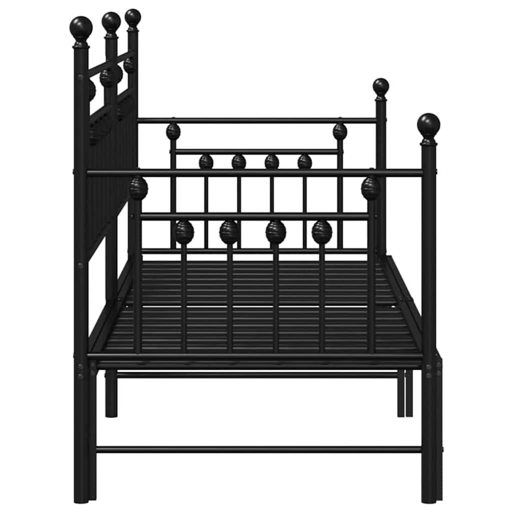vidaXL Rama łóżka dziennego Czarny 75 x 190 cm Stal