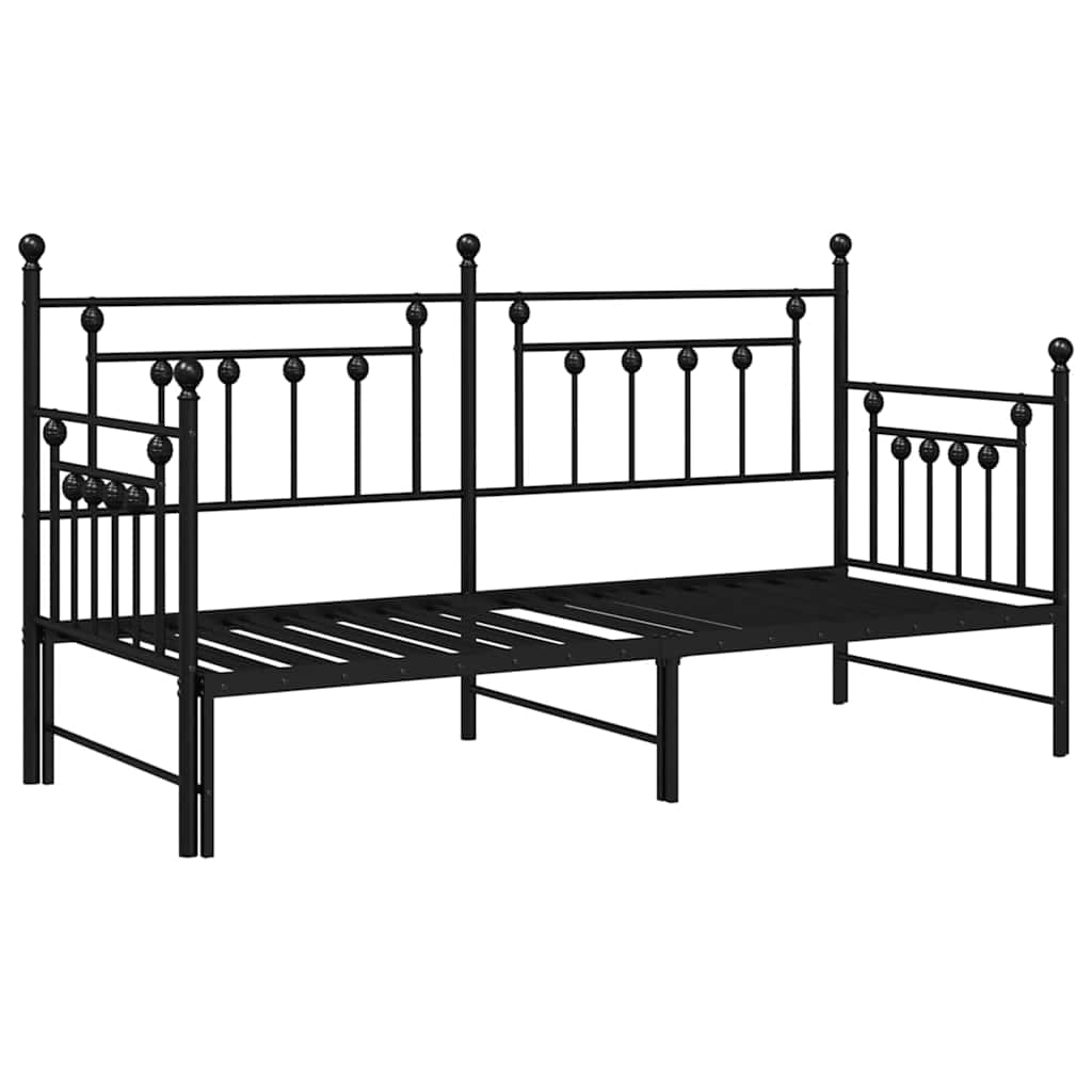 vidaXL Rama łóżka dziennego Czarny 80 x 200 cm Stal