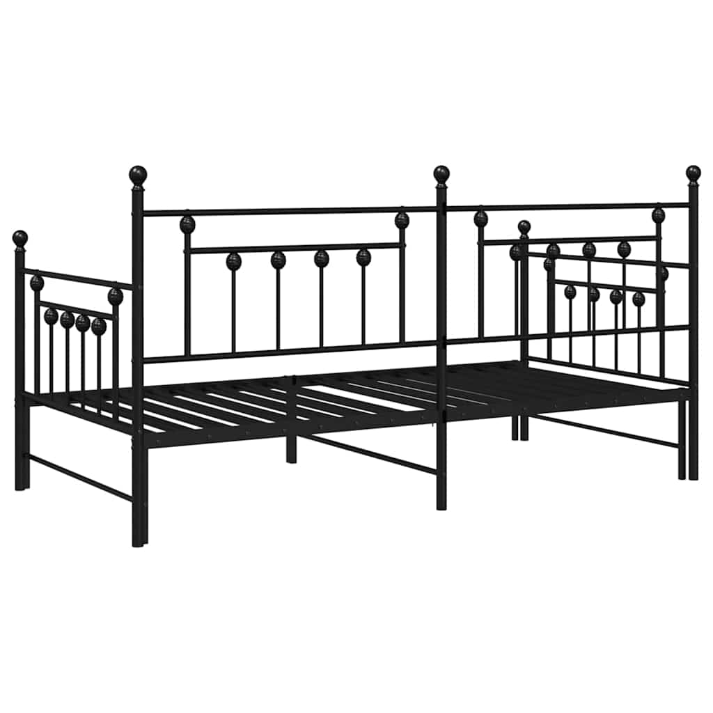 vidaXL Rama łóżka dziennego Czarny 90 x 190 cm Stal