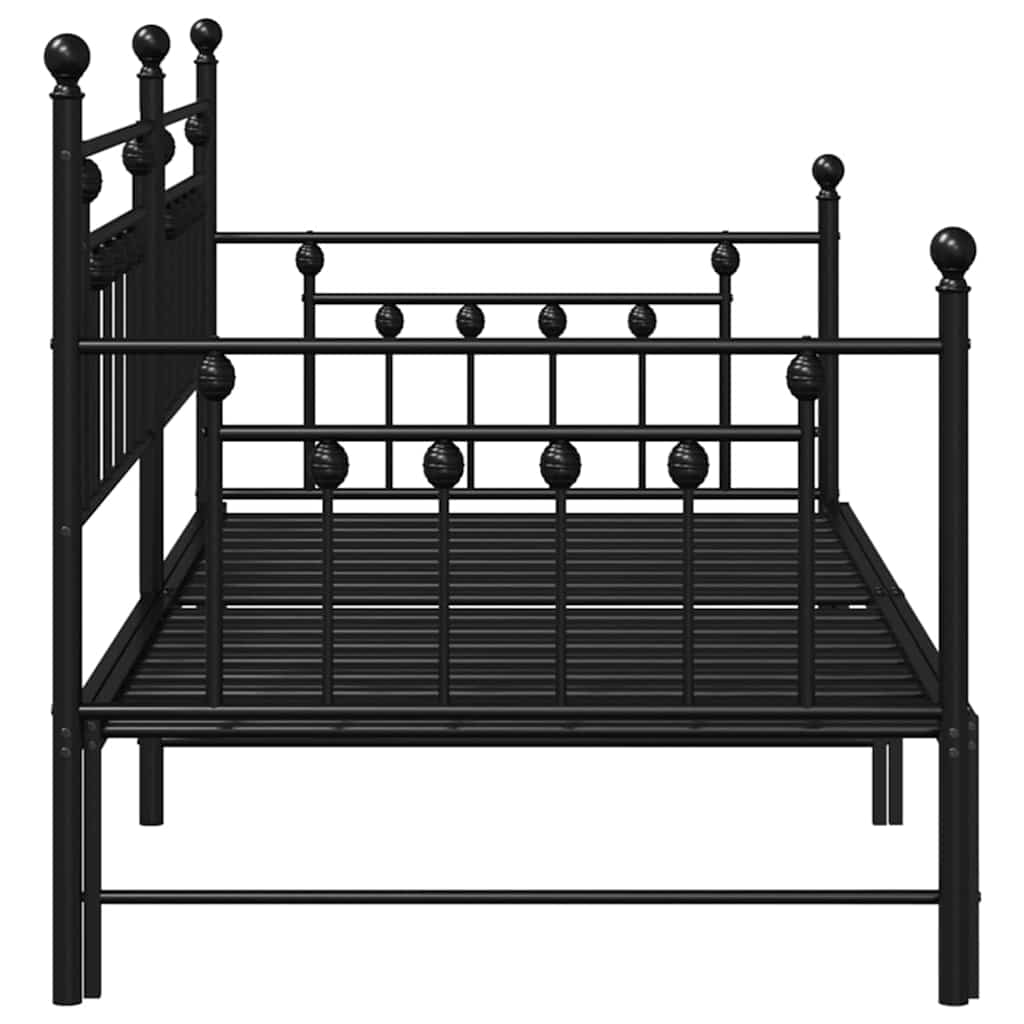 vidaXL Rama łóżka dziennego Czarny 90 x 190 cm Stal