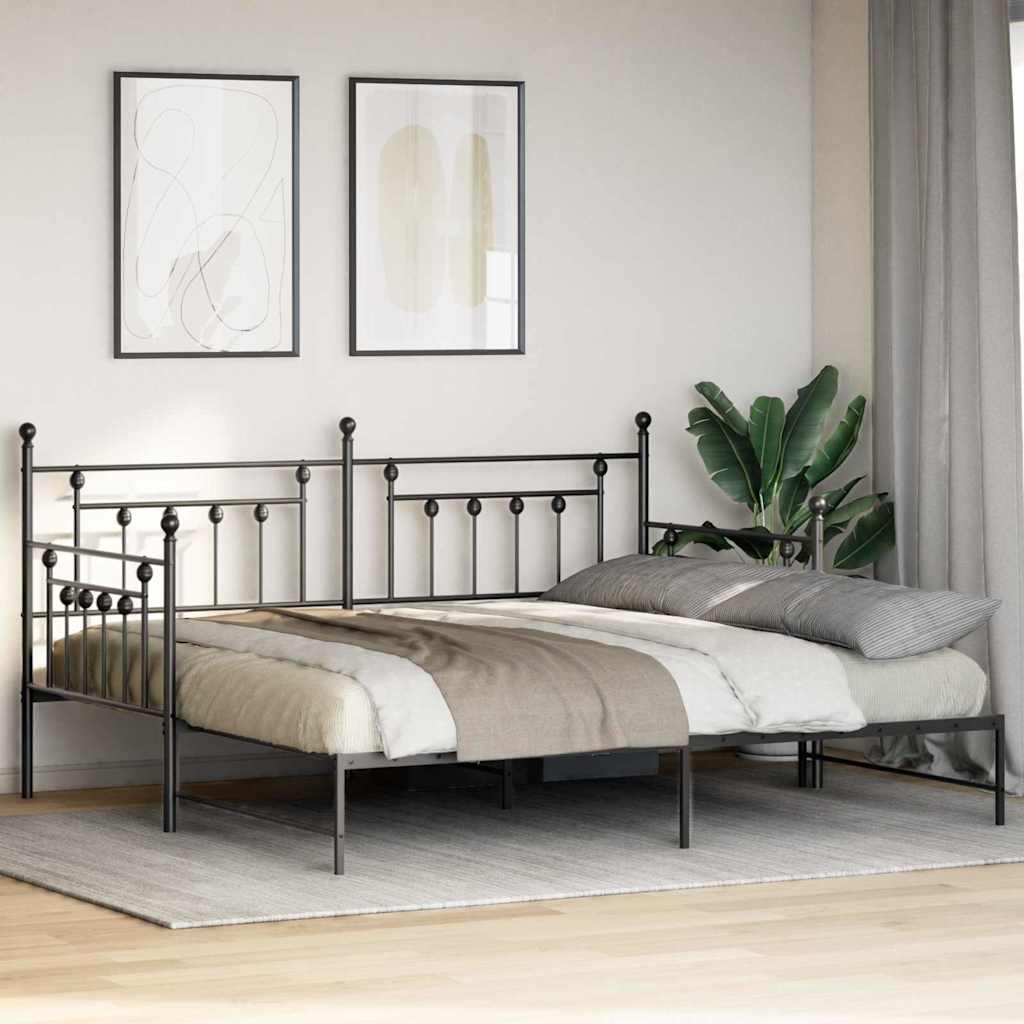 vidaXL Rama łóżka dziennego Czarny 100 x 190 cm Stal