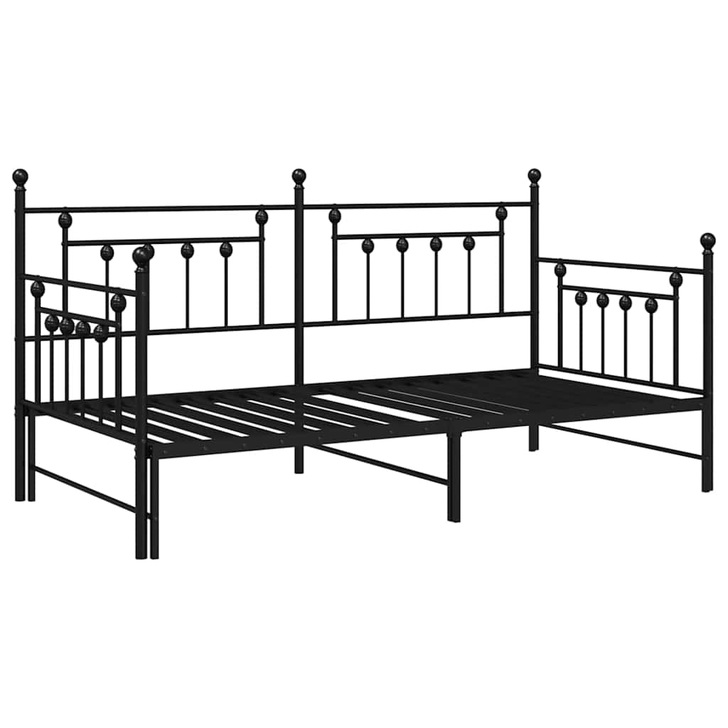 vidaXL Rama łóżka dziennego Czarny 100 x 190 cm Stal