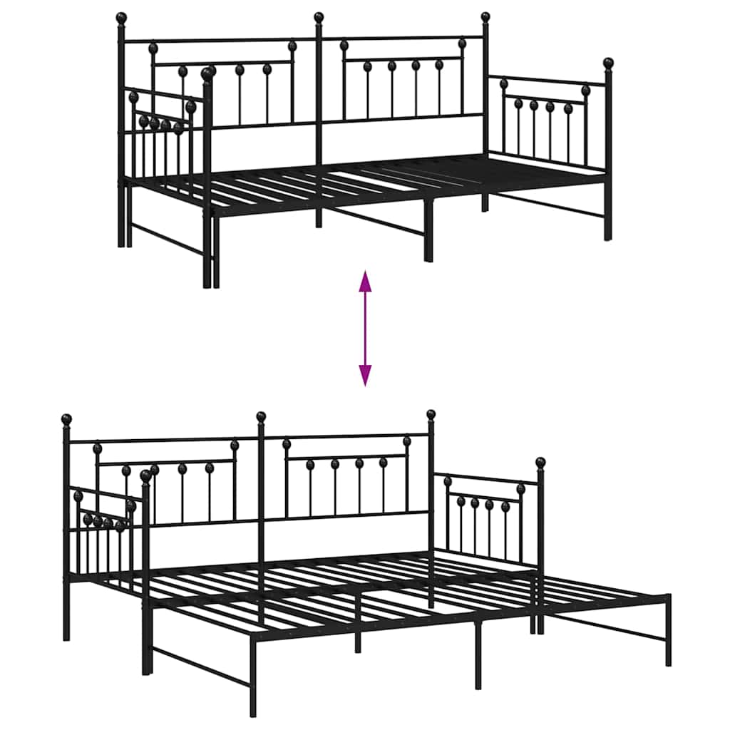 vidaXL Rama łóżka dziennego Czarny 100 x 190 cm Stal
