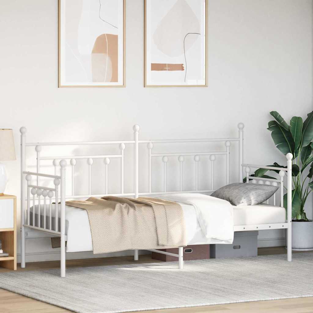 vidaXL Rama łóżka dziennego Biały 75 x 190 cm Stal