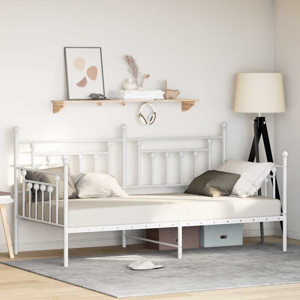 vidaXL Rama łóżka dziennego Biały 100 x 190 cm Stal