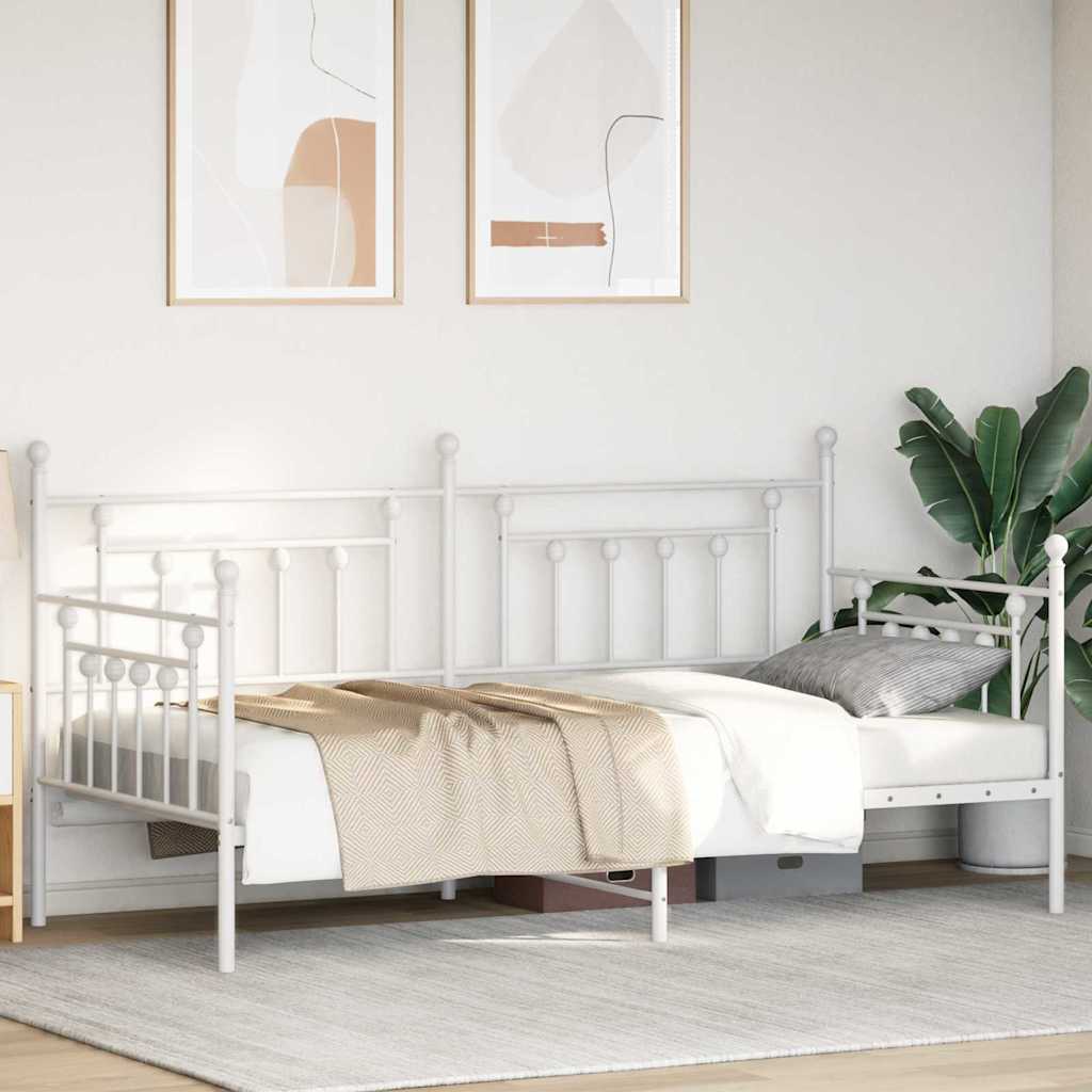 vidaXL Rama łóżka dziennego Biały 100 x 190 cm Stal