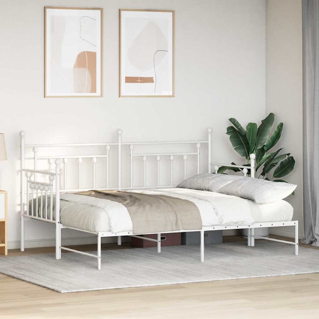vidaXL Rama łóżka dziennego Biały 75 x 190 cm Stal