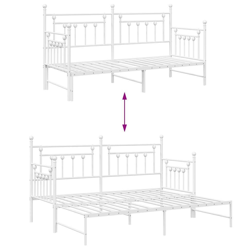 vidaXL Rama łóżka dziennego Biały 75 x 190 cm Stal
