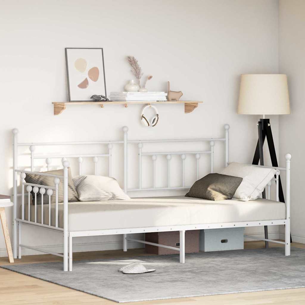 vidaXL Rama łóżka dziennego Biały 90 x 190 cm Stal