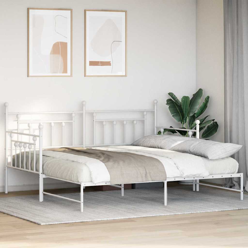 vidaXL Rama łóżka dziennego Biały 107 x 203 cm Stal