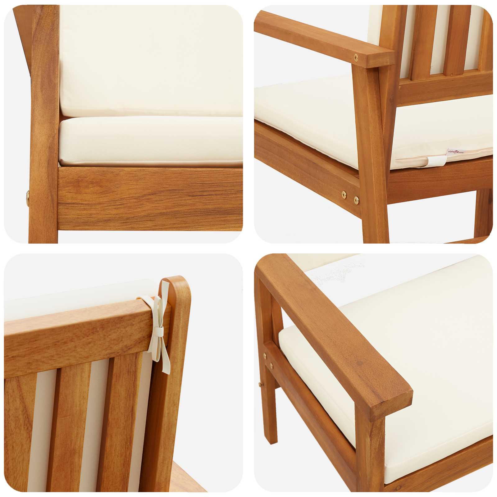 vidaXL Krzesło Ogrodowe 2 pcs Kremowa biel Lite Drewno Akacji