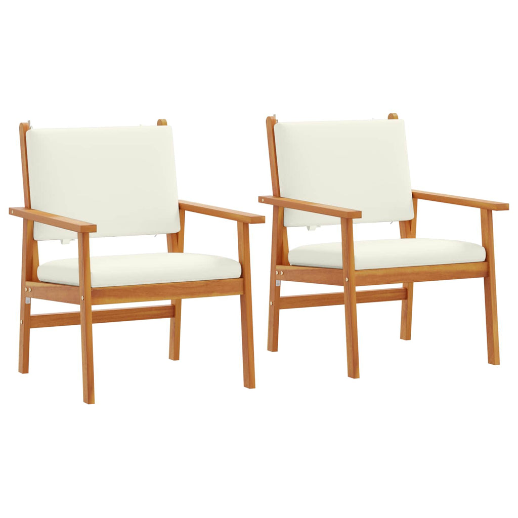 vidaXL Krzesło Ogrodowe 2 pcs Kremowa biel Lite Drewno Akacji