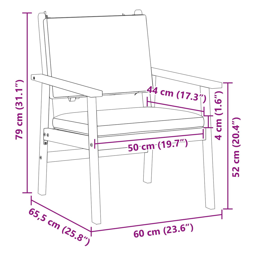 vidaXL Krzesło Ogrodowe 2 pcs Kremowa biel Lite Drewno Akacji