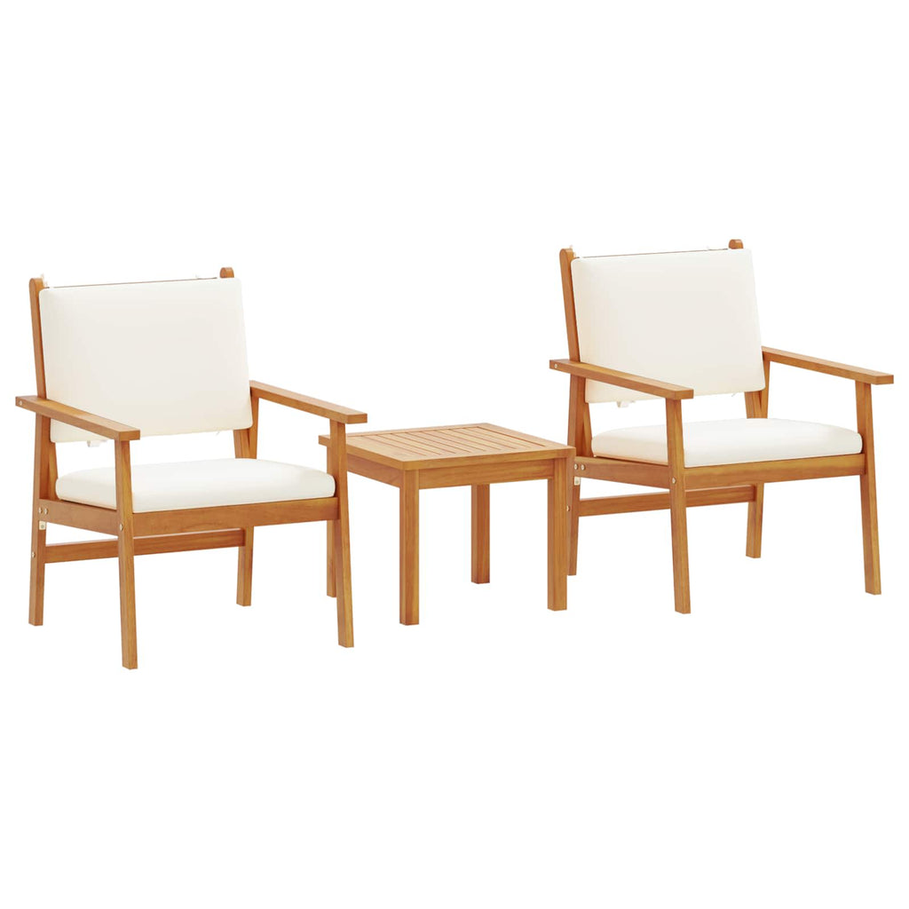 vidaXL Zestaw Sof na Ogród 3 pcs Kremowa biel Lite Drewno Akacji