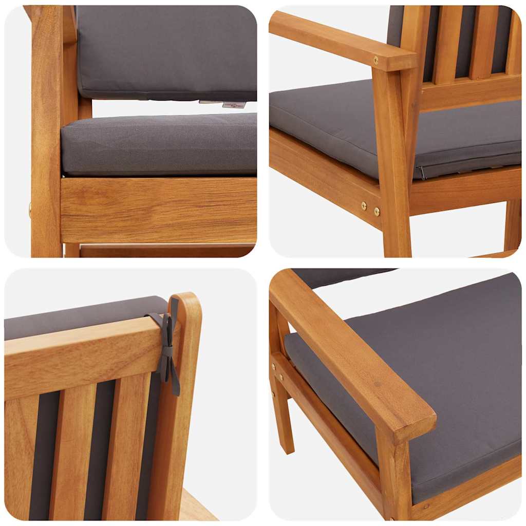 vidaXL Krzesło Ogrodowe z poduszką 2 pcs Antracyt Lite Drewno Akacji