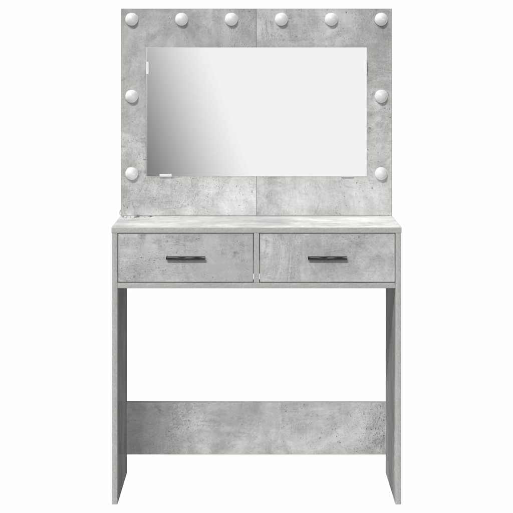 vidaXL Toaletka z szufladą Z lustrem Betonowy szary 78,5 x 41 x 135 cm