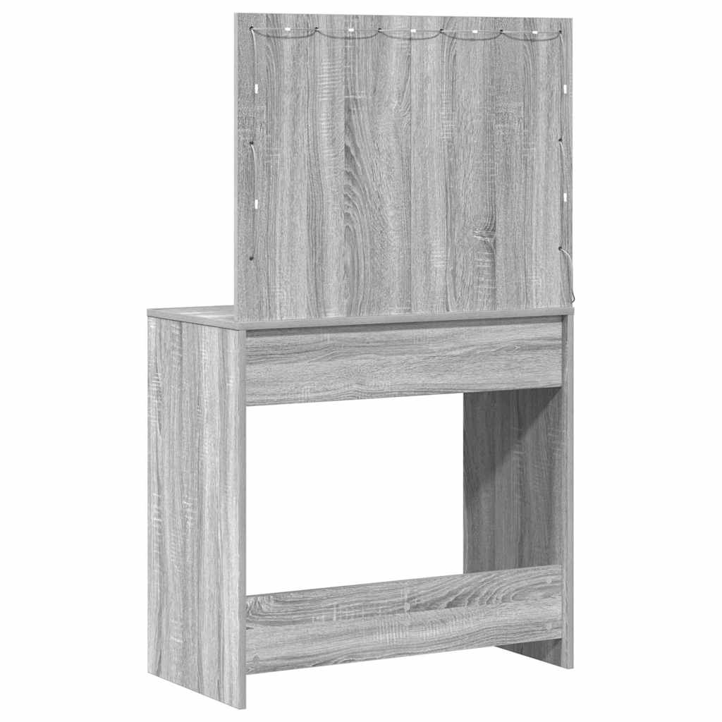 vidaXL Toaletka z szufladą Z lustrem Szary Sonoma 78,5 x 41 x 135 cm