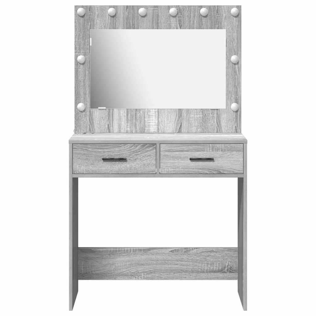 vidaXL Toaletka z szufladą Z lustrem Szary Sonoma 78,5 x 41 x 135 cm