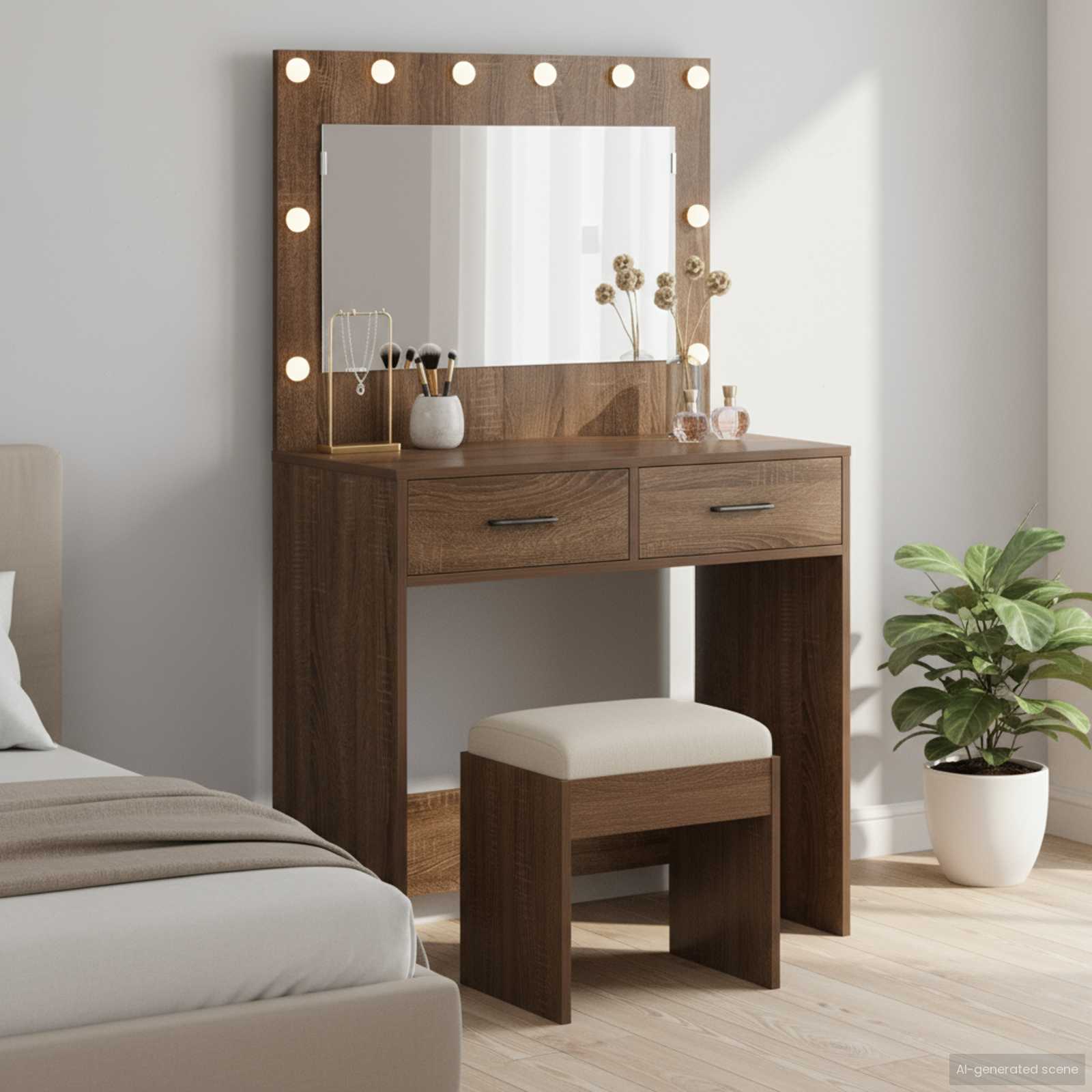 vidaXL Toaletka Brązowy dąb 78,5 x 41 x 135 cm Materiał drewnopochodny