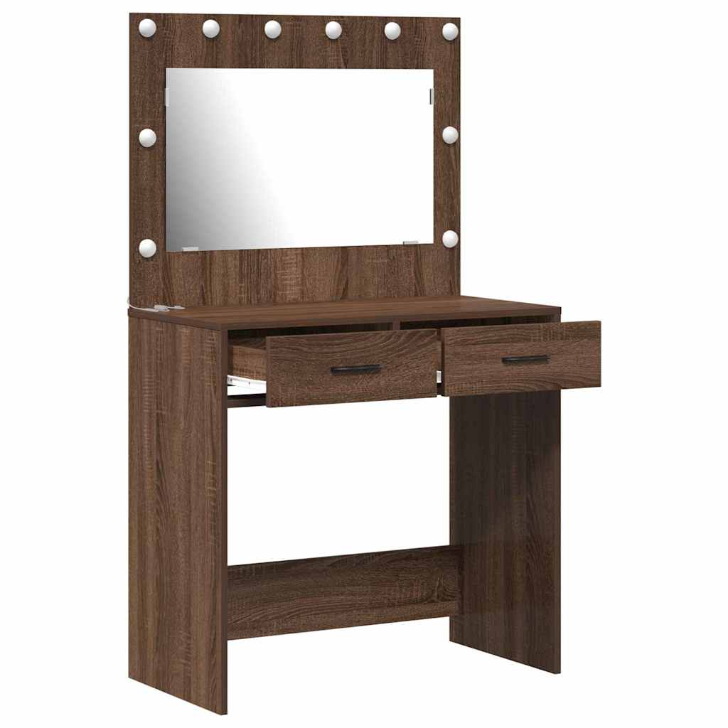 vidaXL Toaletka Brązowy dąb 78,5 x 41 x 135 cm Materiał drewnopochodny