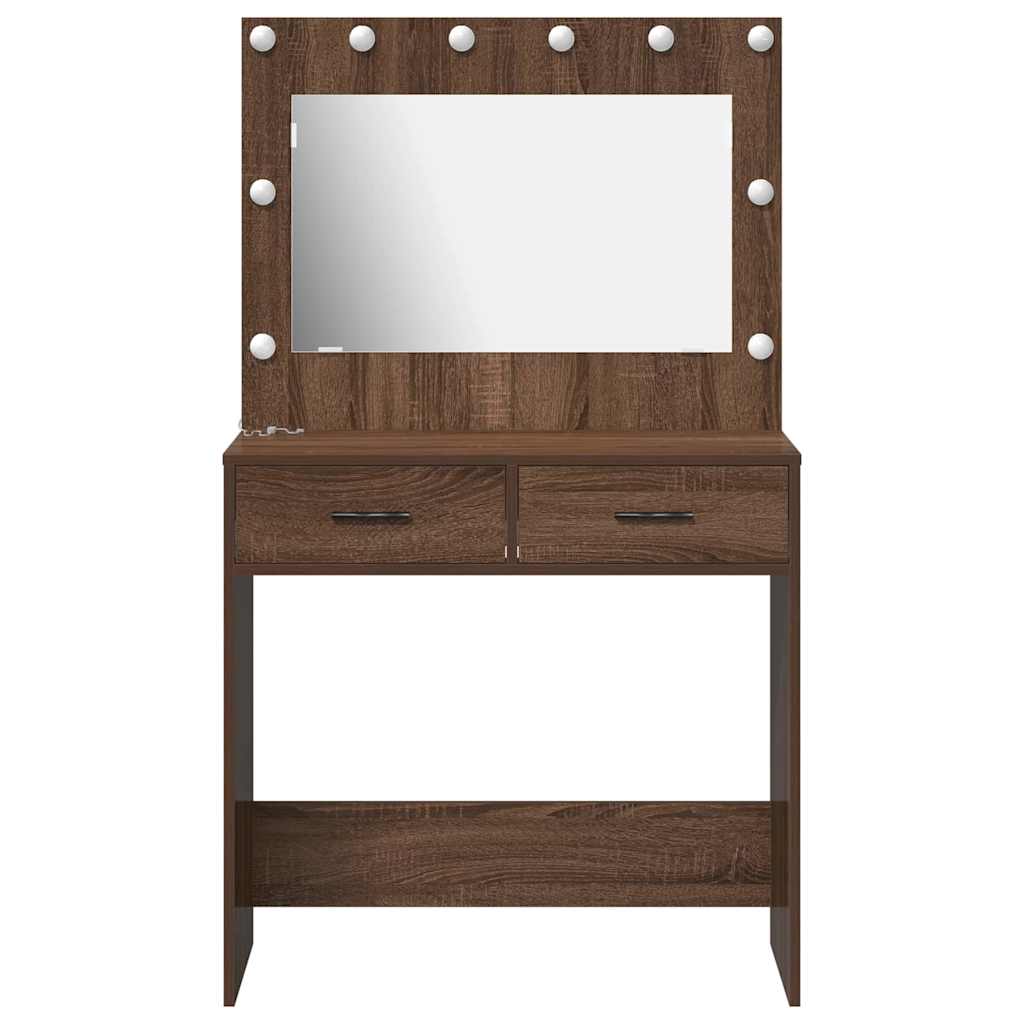 vidaXL Toaletka Brązowy dąb 78,5 x 41 x 135 cm Materiał drewnopochodny