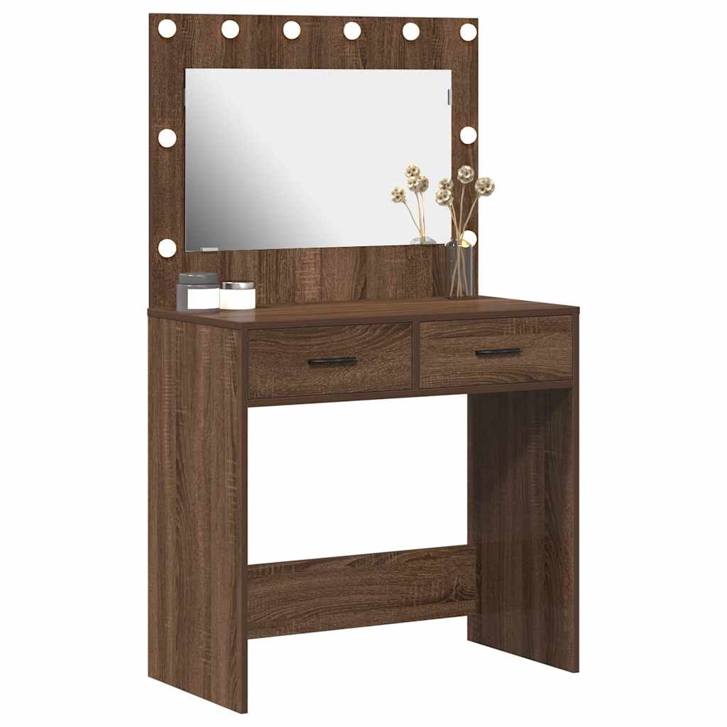 vidaXL Toaletka Brązowy dąb 78,5 x 41 x 135 cm Materiał drewnopochodny