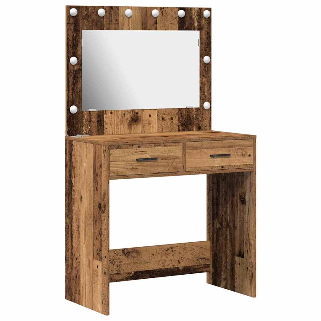 vidaXL Toaletka z szufladą Z lustrem Stare drewno 78,5 x 41 x 135 cm
