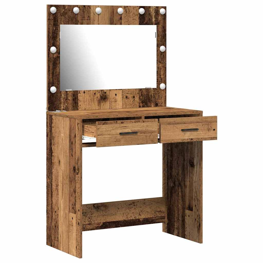 vidaXL Toaletka z szufladą Z lustrem Stare drewno 78,5 x 41 x 135 cm