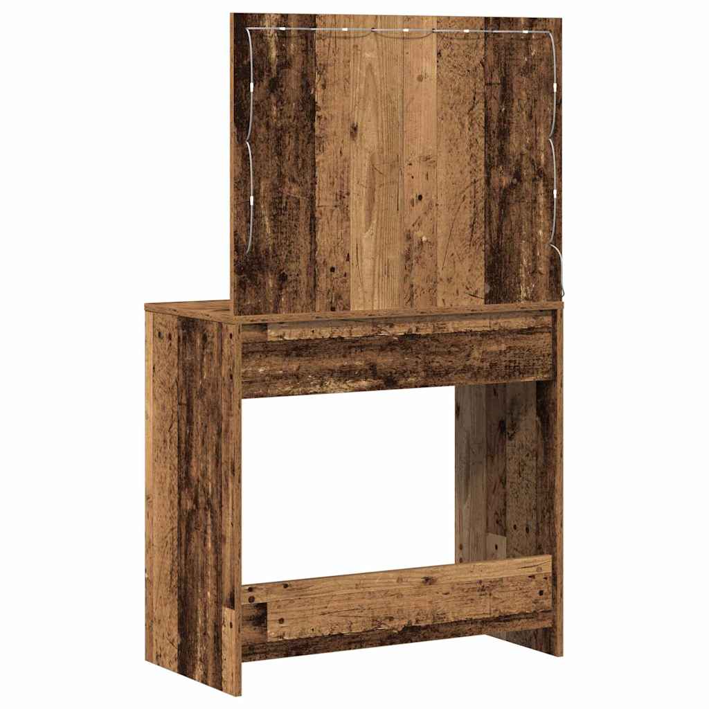 vidaXL Toaletka z szufladą Z lustrem Stare drewno 78,5 x 41 x 135 cm