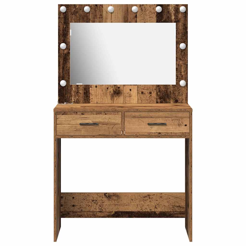 vidaXL Toaletka z szufladą Z lustrem Stare drewno 78,5 x 41 x 135 cm
