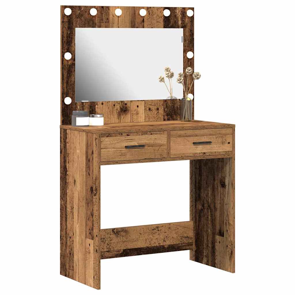 vidaXL Toaletka z szufladą Z lustrem Stare drewno 78,5 x 41 x 135 cm