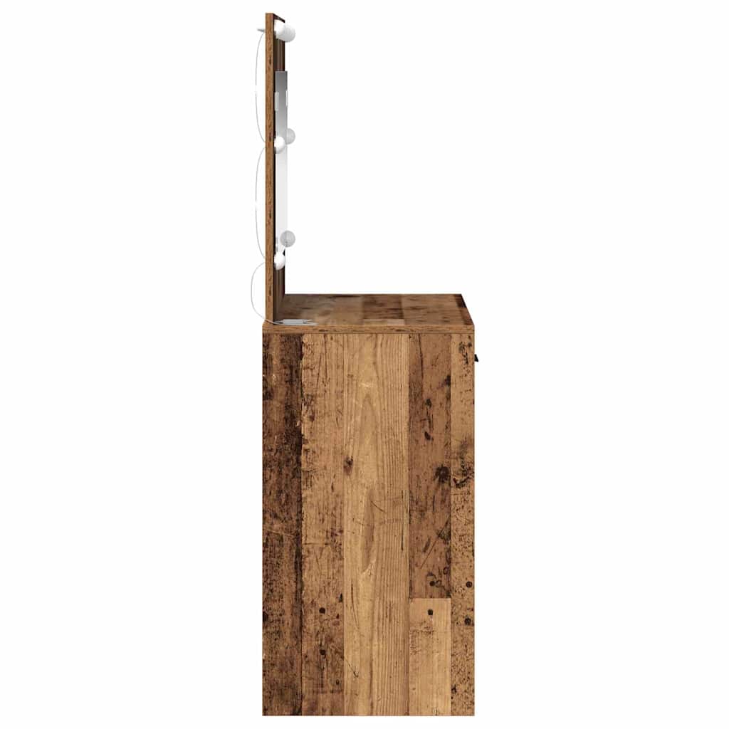 vidaXL Toaletka z szufladą Z lustrem Stare drewno 78,5 x 41 x 135 cm