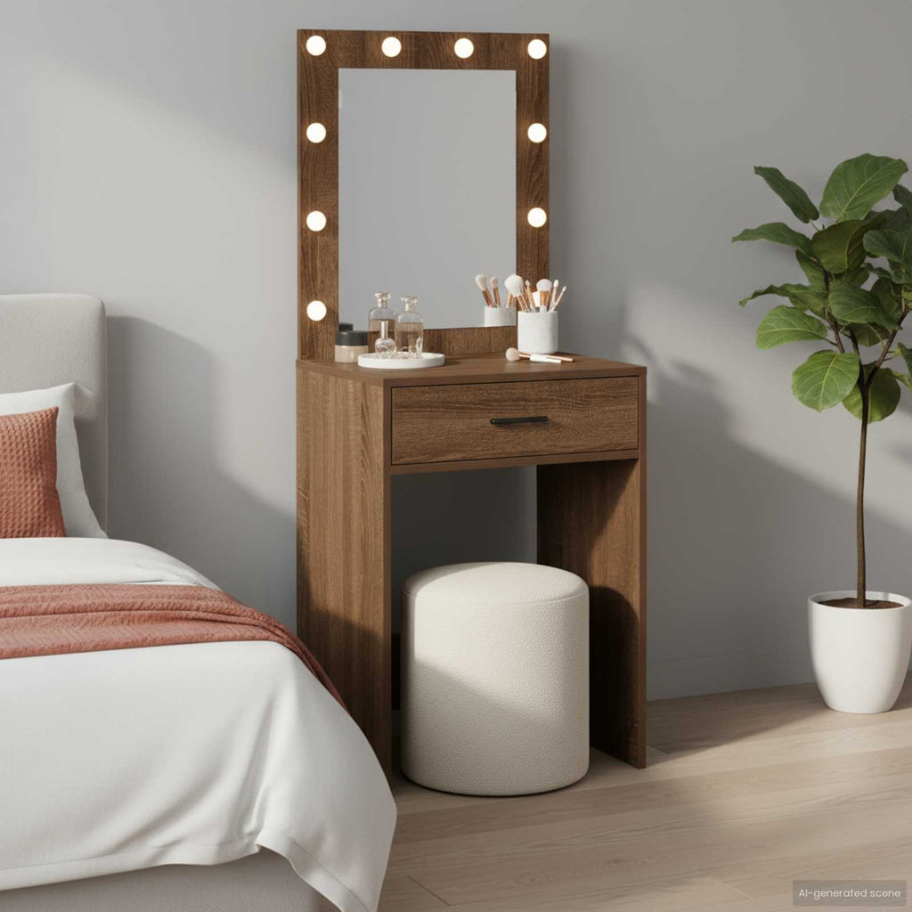 vidaXL Toaletka Brązowy dąb 50 x 41 x 135 cm Materiał drewnopochodny
