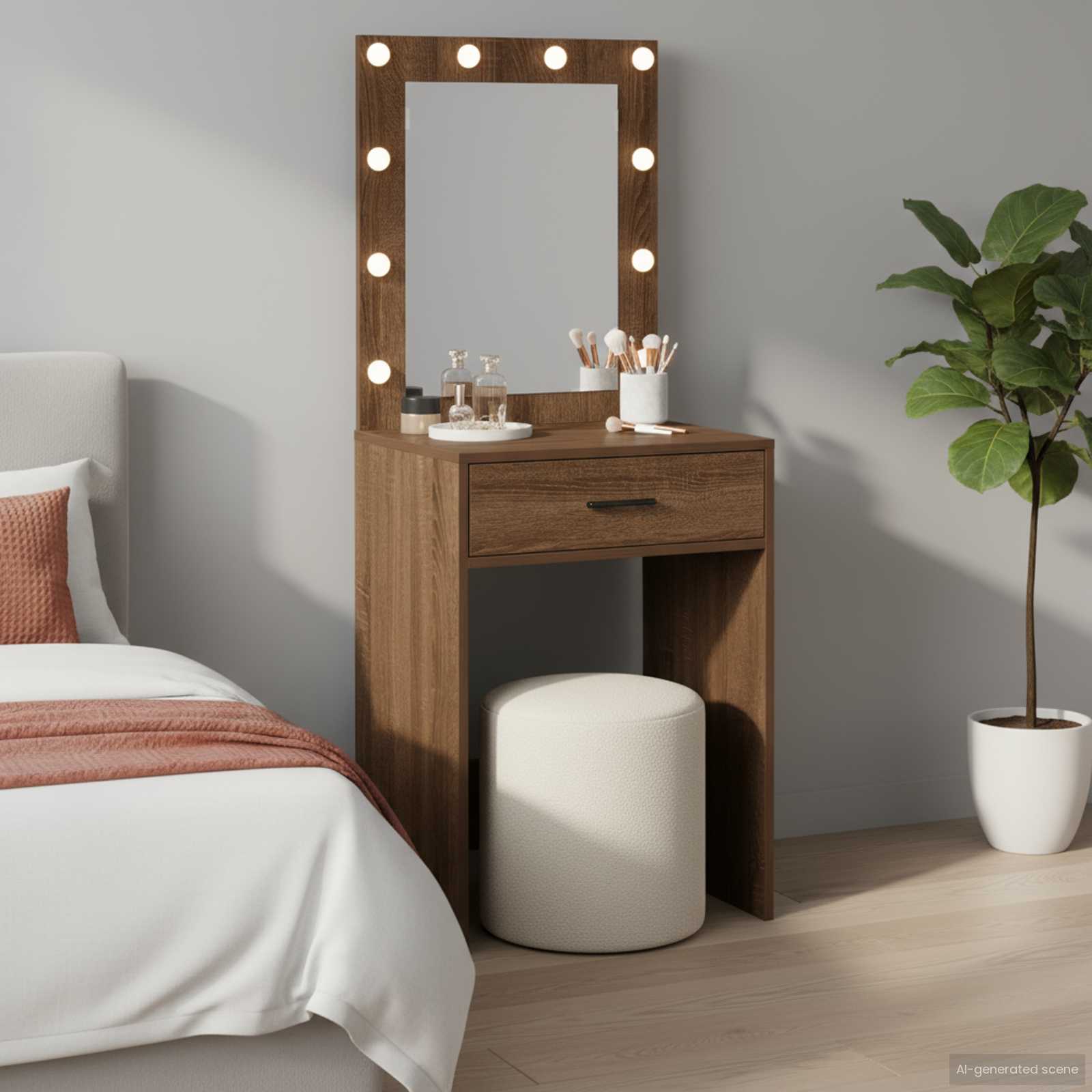 vidaXL Toaletka Brązowy dąb 50 x 41 x 135 cm Materiał drewnopochodny