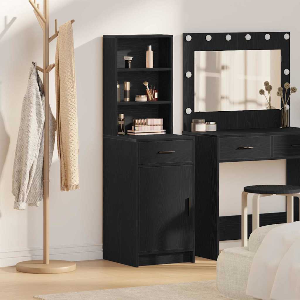 vidaXL Highboard Czarny Dąb 40 x 40,5 x 135 cm Materiał drewnopochodny