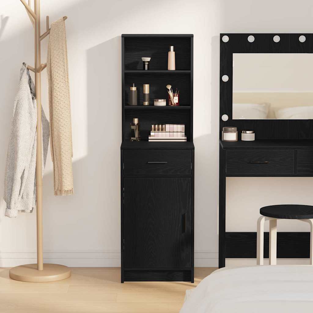 vidaXL Highboard Czarny Dąb 40 x 40,5 x 135 cm Materiał drewnopochodny