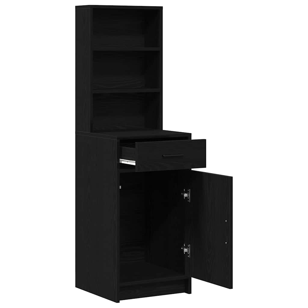vidaXL Highboard Czarny Dąb 40 x 40,5 x 135 cm Materiał drewnopochodny