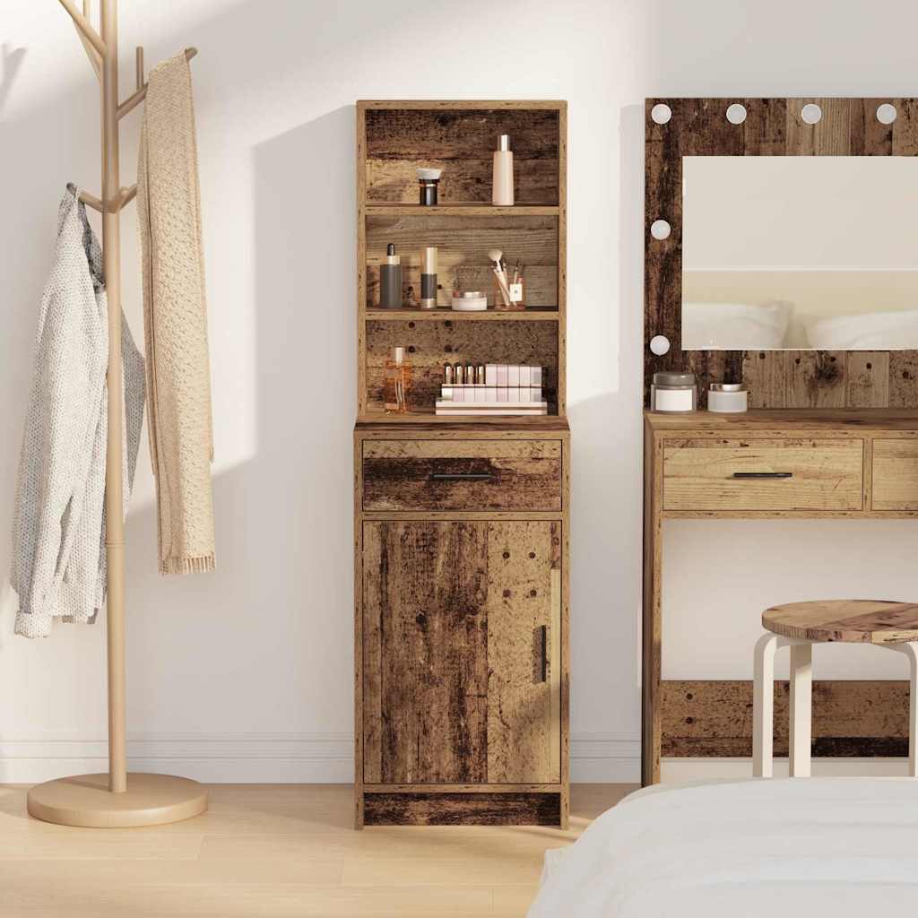 vidaXL Highboard z szufladą Stare drewno 40 x 40,5 x 135 cm