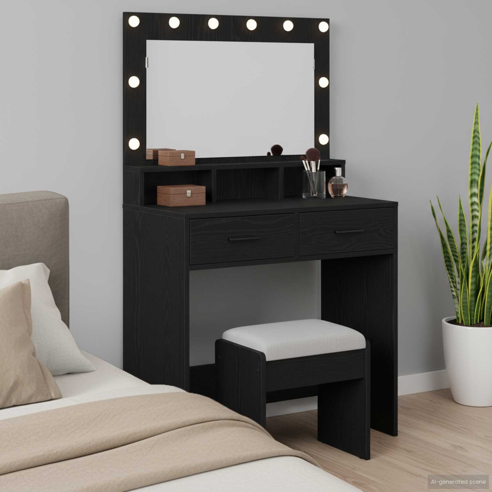 vidaXL Toaletka Czarny Dąb 79 x 41 x 135 cm Materiał drewnopochodny
