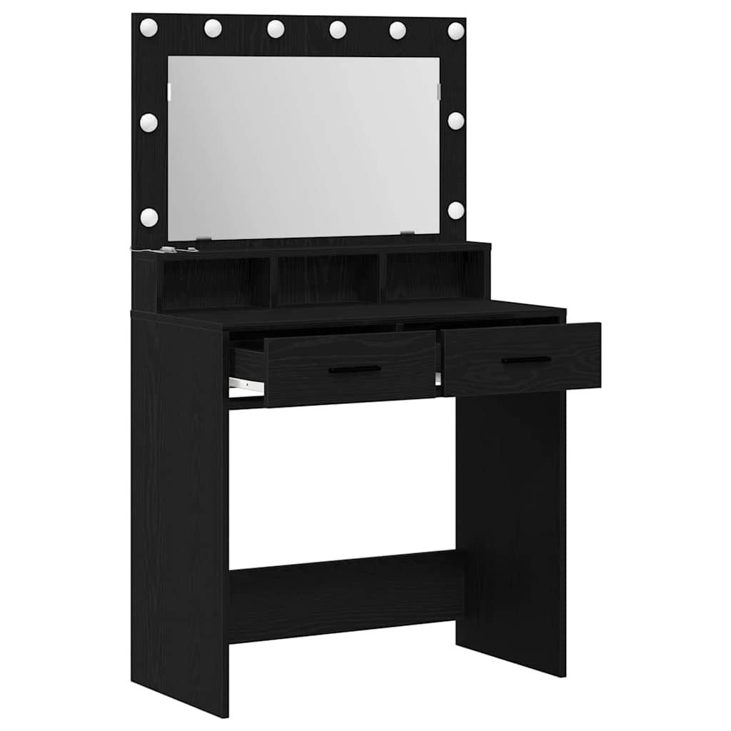 vidaXL Toaletka Czarny Dąb 79 x 41 x 135 cm Materiał drewnopochodny