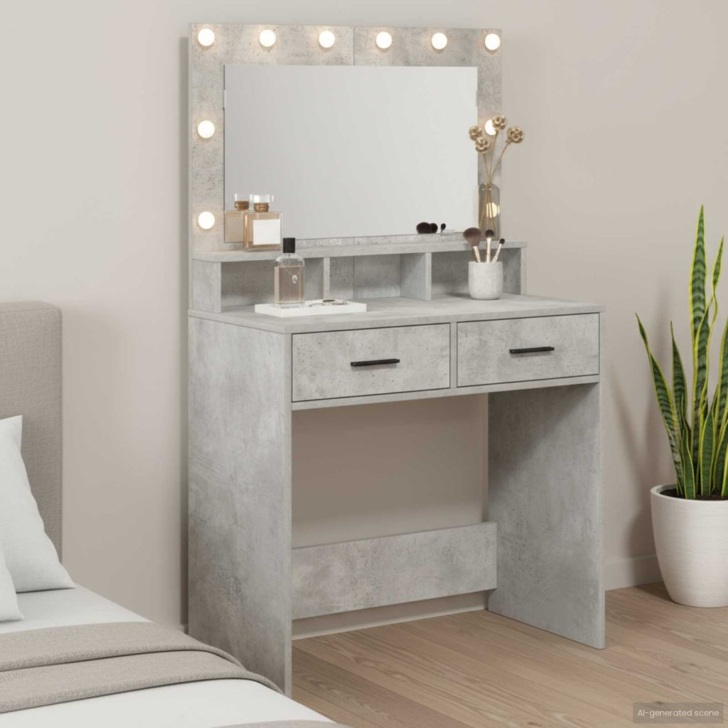 vidaXL Toaletka z szufladą z półką Betonowy szary 79 x 41 x 135 cm