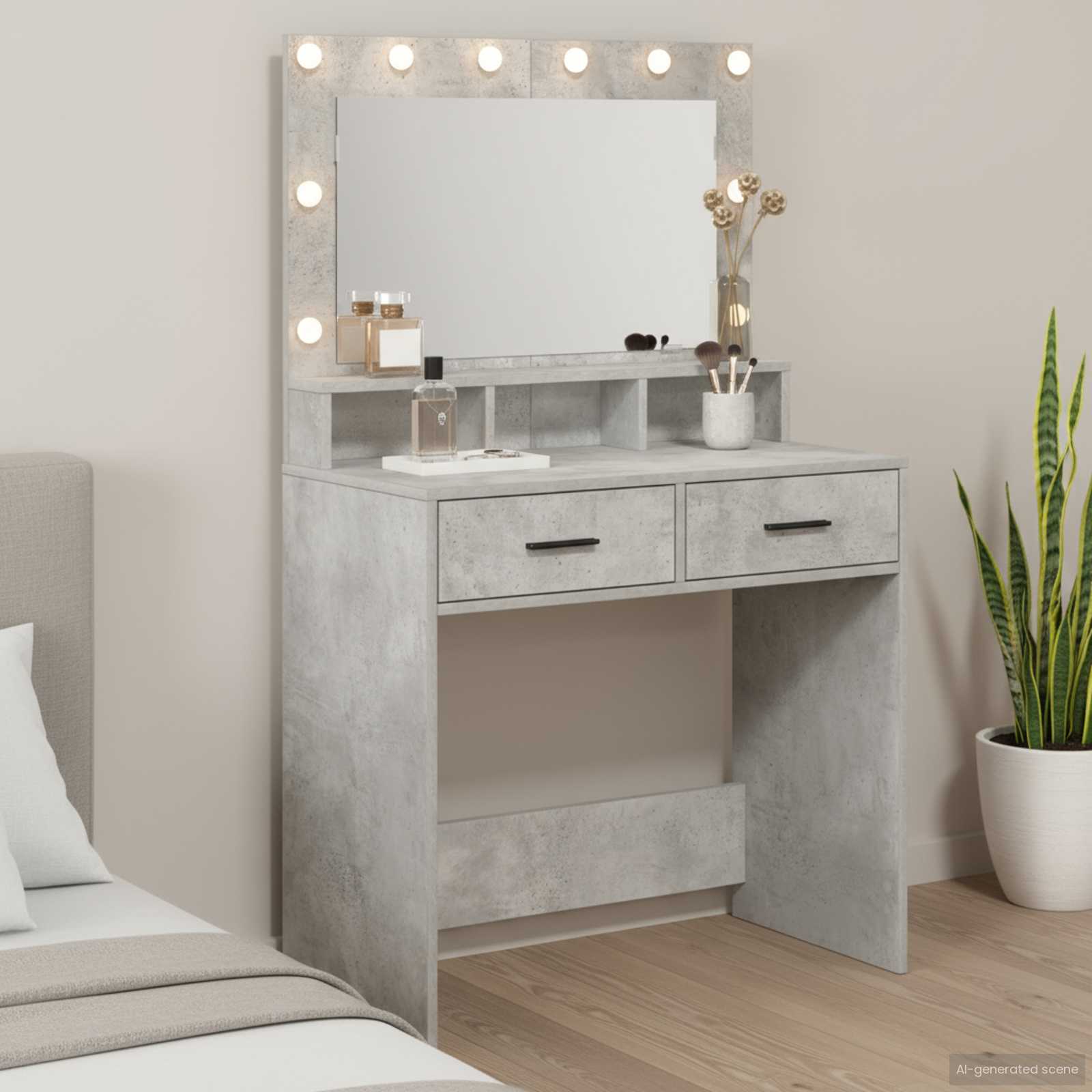 vidaXL Toaletka z szufladą z półką Betonowy szary 79 x 41 x 135 cm