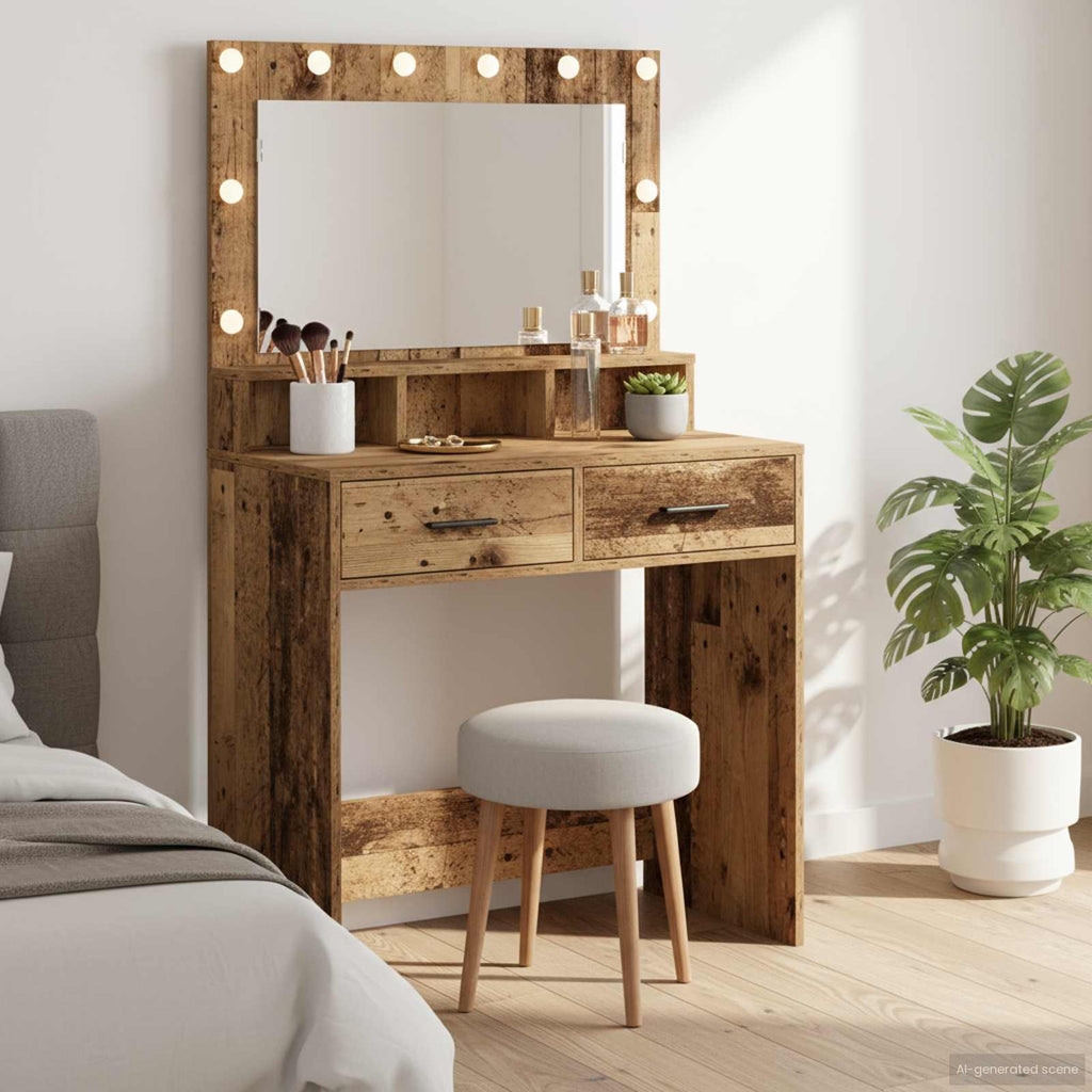 vidaXL Toaletka Stare drewno 79 x 41 x 135 cm Materiał drewnopochodny