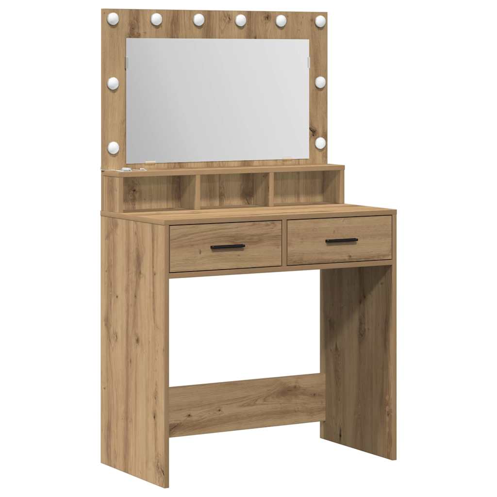 vidaXL Toaletka z szufladą z półką Dąb rzemieślniczy 79 x 41 x 135 cm