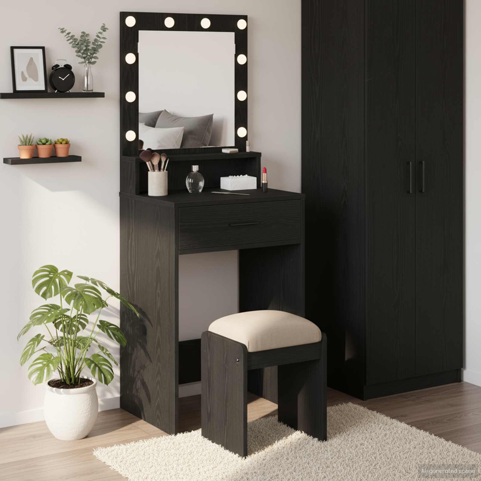 vidaXL Toaletka Czarny Dąb 50 x 41 x 135 cm Materiał drewnopochodny