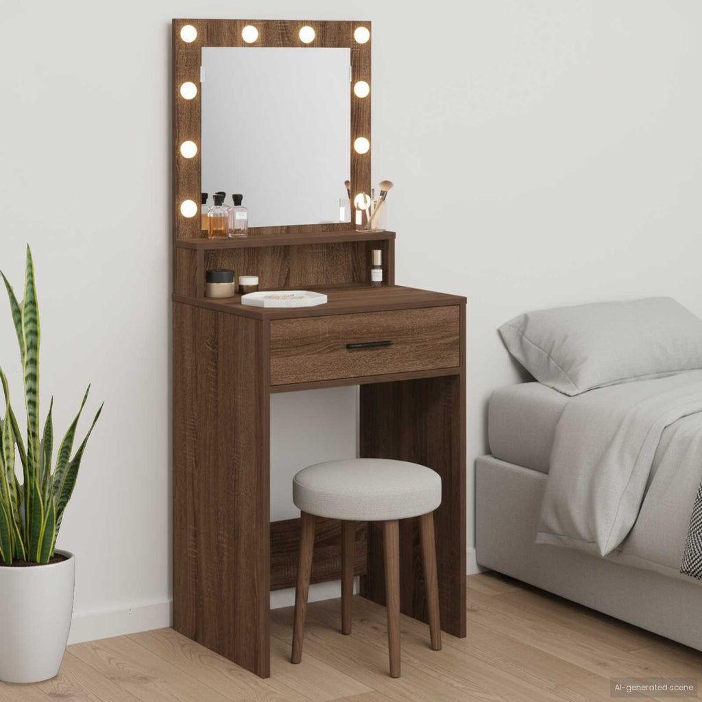 vidaXL Toaletka Brązowy dąb 50 x 41 x 135 cm Materiał drewnopochodny
